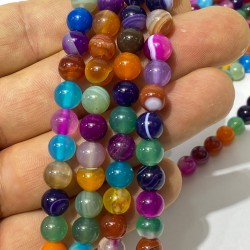 Rengarenk Akik Doğal Taş Boncuk-DTB-1024
