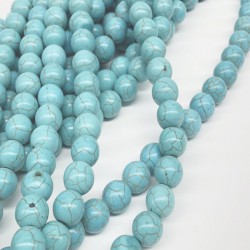 Turkuaz Cam Yuvarlak Boncuk 10 mm-DTB-1069