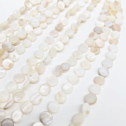 Krem İnci Yassı Boncuk 8 mm-DTB-1081