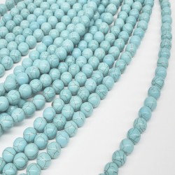 Turkuaz Yuvarlak Cam Boncuk 10 mm-DTB-1085