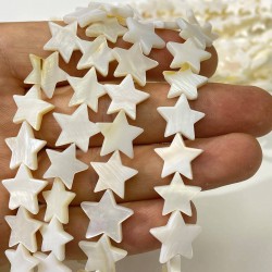 Yıldız Motifli Sedef Cam İnci Boncuk Krem-DTB-1099