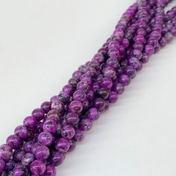 Desenli Mor Ceyt Doğal Taş Boncuk Boyut 8 Mm 1 Dizi-DTB-1108