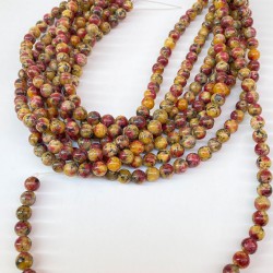 Kırmızı Karışık Renk Ceyt Doğal Taş Boncuk Boyut 8 Mm 1 Dizi-DTB-1114