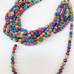 Canlı Karışık Renk Ceyt Doğal Taş Boncuk Boyut 8 Mm 1 Dizi-DTB-1116