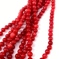 Kırmızı Ceyt Dizi Küre Kesim 8 Mm 1 Dizi Doğal Taş-DTB-1122