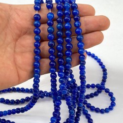 Saks Mavi Ceyt Dizi Küre Kesim 8 Mm 1 Dizi Doğal Taş-DTB-1123