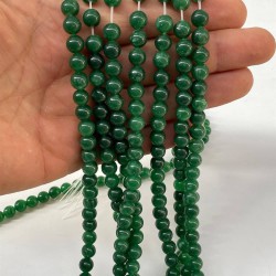 Zümrüt Yeşil Ceyt Dizi Küre Kesim 8 Mm 1 Dizi Doğal Taş-DTB-1124
