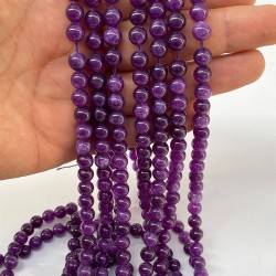 Koyu Mor Ceyt Dizi Küre Kesim 8 Mm 1 Dizi Doğal Taş-DTB-1125