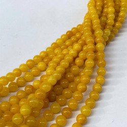 Sarı Ceyt Dizi Küre Kesim 8 Mm 1 Dizi Doğal Taş-DTB-1126