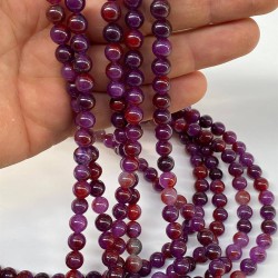 Mor Rengi Ceyt Dizi Küre Kesim 8 Mm 1 Dizi Doğal Taş-DTB-1127