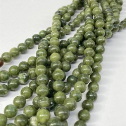 Haki Yeşil Ceyt Dizi Küre Kesim 8 Mm 1 Dizi Doğal Taş-DTB-1130