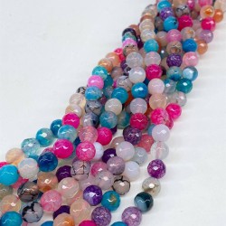 Rengarenk Çakra Ceyt Fasetli Kesim Doğal Taş 8 mm 1 Dizi -DTB-1134