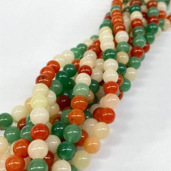 Kremli Yeşilli Ceyt Doğal Taş 8 Mm 1 Dizi-DTB-1140