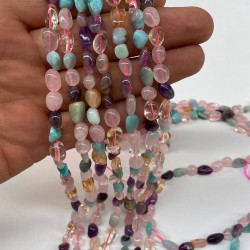 Rengarenk Çakra Mercimek Kesim Doğal Taş 1 Dizi-DTB-1151