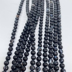 Siyah Doğal Taş Akik 6 Mm 1 Dizi-DTB-1157