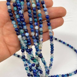 Lacivert Doğal Taş Akik 6 Mm 1 Dizi-DTB-1160