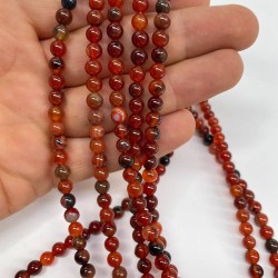 Kahverengi Doğal Taş Akik 6 Mm 1 Dizi-DTB-1161