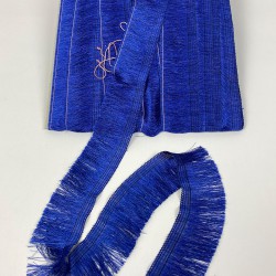 Saks Mavi Düz İp Saçak Püskül Şerit-DUZIP-1006