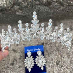 Elvira Gümüş Gelin Kına Tacı Özel Gün Aksesuar Kadın Taç Ve İnce Mekik Küpe Takımı-ELVIRA-13 Elvira Gümüş Gelin Kına Tacı Özel Gün Aksesuar Kadın Taç Ve İnce Mekik Küpe Takımı-ELVIRA-13