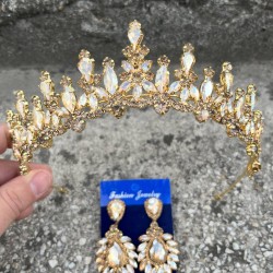 Elvira Gold Gelin Kına Tacı Özel Gün Aksesuar Kadın Taç Ve Geniş Mekik Küpe Takımı-ELVIRA-28 Elvira Gold Gelin Kına Tacı Özel Gün Aksesuar Kadın Taç Ve Geniş Mekik Küpe Takımı-ELVIRA-28