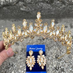 Elvira Gold Gelin Kına Tacı Özel Gün Aksesuar Kadın Taç Ve İnce Mekik Küpe Takımı-ELVIRA-29 Elvira Gold Gelin Kına Tacı Özel Gün Aksesuar Kadın Taç Ve İnce Mekik Küpe Takımı-ELVIRA-29