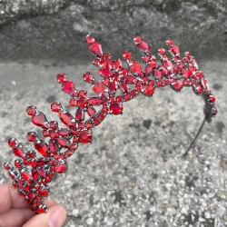 Elvira Kırmızı Gelin Kına Tacı Özel Gün Aksesuar Kadın Taç Saç Aksesuarı-ELVIRA-4 Elvira Kırmızı Gelin Kına Tacı Özel Gün Aksesuar Kadın Taç Saç Aksesuarı-ELVIRA-4