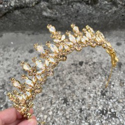 Elvira Gold Gelin Kına Tacı Özel Gün Aksesuar Kadın Taç Saç Aksesuarı-ELVIRA-7 Elvira Gold Gelin Kına Tacı Özel Gün Aksesuar Kadın Taç Saç Aksesuarı-ELVIRA-7