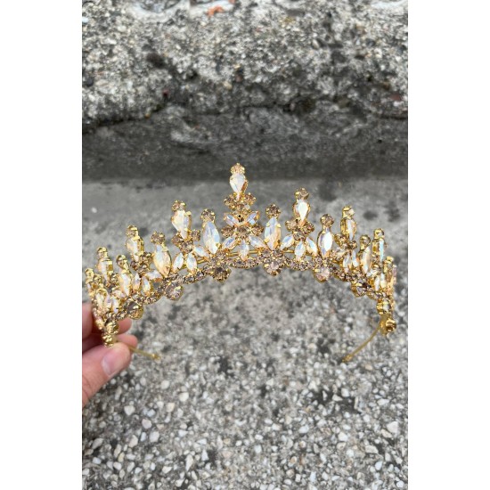 Elvira Gold Gelin Kına Tacı Özel Gün Aksesuar Kadın Taç Saç Aksesuarı-ELVIRA-7 Elvira Gold Gelin Kına Tacı Özel Gün Aksesuar Kadın Taç Saç Aksesuarı-ELVIRA-7