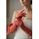 Kırmızı Elyndra Pearl Couture T&uuml;l Eldiven &ndash; İncili Fiyonklu Uzun L&uuml;ks Gelin ve Davet Aksesuarı-ELYNDRA-3