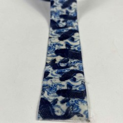 Koiwave Indigo Japon Balığı Desenli Premium Şerit &ndash; Uzak Doğu Stil 1 Metre-ETNIKSERIT-10