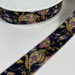 Ottopaisley Imperial Şal Desenli Premium Kadife Şerit &ndash; Etnik S&uuml;sleme 1 Metre-ETNIKSERIT-13