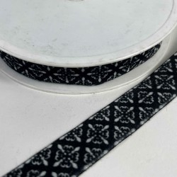 Noirline Ottoman Minimal Kadife Dekoratif Şerit &ndash; Siyah Beyaz Tasarım 1 Metre-ETNIKSERIT-19