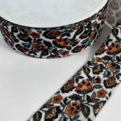 Floravelle Garden Vintage &Ccedil;i&ccedil;ek Desenli Kadife Şerit &ndash; El Yapımı S&uuml;sleme 1 Metre-ETNIKSERIT-6