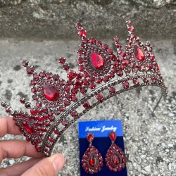 Eveline Bordo Taç Damla Mekik Küpe Seti – Kına Nişan Düğün Abiye Aksesuar Takımı-EVELINE-6 Eveline Bordo Taç Damla Mekik Küpe Seti – Kına Nişan Düğün Abiye Aksesuar Takımı-EVELINE-6