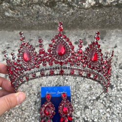 Eveline Bordo Taç Üç Mekik Küpe Seti – Kına Nişan Düğün Abiye Aksesuar Takımı-EVELINE-8 Eveline Bordo Taç Üç Mekik Küpe Seti – Kına Nişan Düğün Abiye Aksesuar Takımı-EVELINE-8