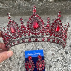 Eveline Bordo Taç İnce Mekik Küpe Seti – Kına Nişan Düğün Abiye Aksesuar Takımı-EVELINE-9 Eveline Bordo Taç İnce Mekik Küpe Seti – Kına Nişan Düğün Abiye Aksesuar Takımı-EVELINE-9