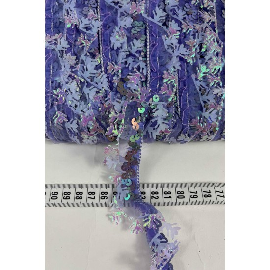 Mavi Mor Hologram Kelebekli Payet Şerit &ndash; Fantasy T&uuml;l S&uuml;sleme Şeridi 1 Metre-FANTASY-1