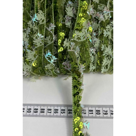 Yeşil Hologram Kelebekli Payet Şerit &ndash; Fantasy T&uuml;l S&uuml;sleme Şeridi 1 Metre-FANTASY-4