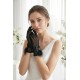 Feather Charm Siyah T&uuml;l Gelin Eldiveni &ndash; İnci Fiyonk Detaylı L&uuml;ks Nikah & D&uuml;ğ&uuml;n Aksesuarı-FEATHER-1