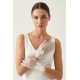 Feather Charm Beyaz T&uuml;l Gelin Eldiveni &ndash; İnci Fiyonk Detaylı L&uuml;ks Nikah & D&uuml;ğ&uuml;n Aksesuarı-FEATHER-2