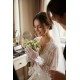 Feather Charm Beyaz T&uuml;l Gelin Eldiveni &ndash; İnci Fiyonk Detaylı L&uuml;ks Nikah & D&uuml;ğ&uuml;n Aksesuarı-FEATHER-2