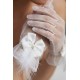 Feather Charm Beyaz T&uuml;l Gelin Eldiveni &ndash; İnci Fiyonk Detaylı L&uuml;ks Nikah & D&uuml;ğ&uuml;n Aksesuarı-FEATHER-2