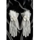 Feather Charm Beyaz T&uuml;l Gelin Eldiveni &ndash; İnci Fiyonk Detaylı L&uuml;ks Nikah & D&uuml;ğ&uuml;n Aksesuarı-FEATHER-2