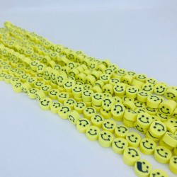 Sarı Emoji Desenli Fimo Hamur Boncuk-FHB-1147