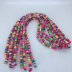 Pembe Fuşya Sarı Rengarenk Fimo Hamur Boncuk-FHB-1172