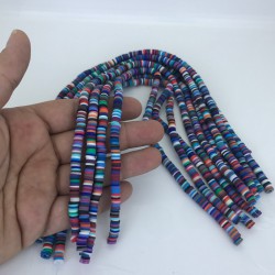 Mavi Mor Rengarenk Fimo Hamur Boncuk-FHB-1173