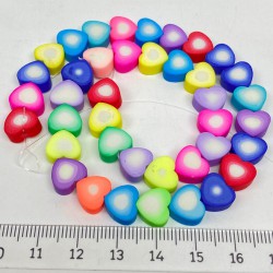 Renkli Kalp Motifli Fimo Boncuk-FHB-1178