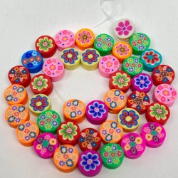 Renkli Çiçekli Model Fimo Boncuk-FHB-1180