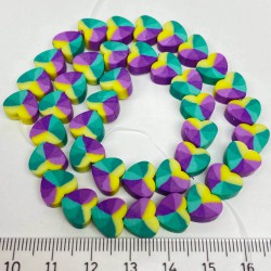 Yeşil Renk Kalp Desenli Fimo Boncuk-FHB-1183 Yeşil Renk Kalp Desenli Fimo Boncuk-FHB-1183