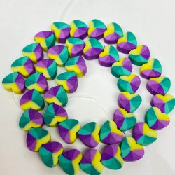 Yeşil Renk Kalp Desenli Fimo Boncuk-FHB-1183 Yeşil Renk Kalp Desenli Fimo Boncuk-FHB-1183